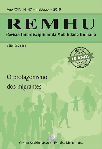 					Visualizar v. 24 n. 47 (2016): REMHU: "O protagonismo dos migrantes"
				